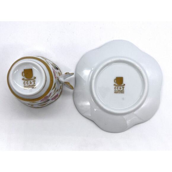 CC&T For Coffee & Tea Porcelain Butterfly Demitasse Tea Cup & Saucer 2.25" Tall - Picture 6 of 6